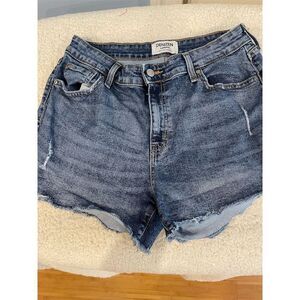 DENIZEN Levi's Women's High Rise Cut-Off Denim Shorts W30 Blue Distressed